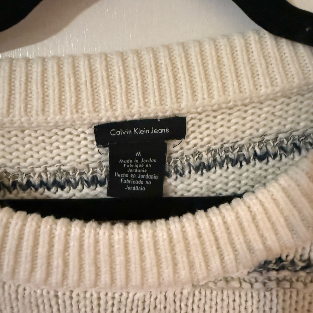 Calvin Klein Jeans Cream‎ and Blue Striped Sweater - Picture 4 of 4